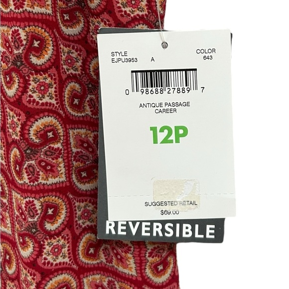 NWT Emma James Liz Clairborne Women's Red Floral Reversible Midi Maxi Dress 12P - Picture 7 of 7